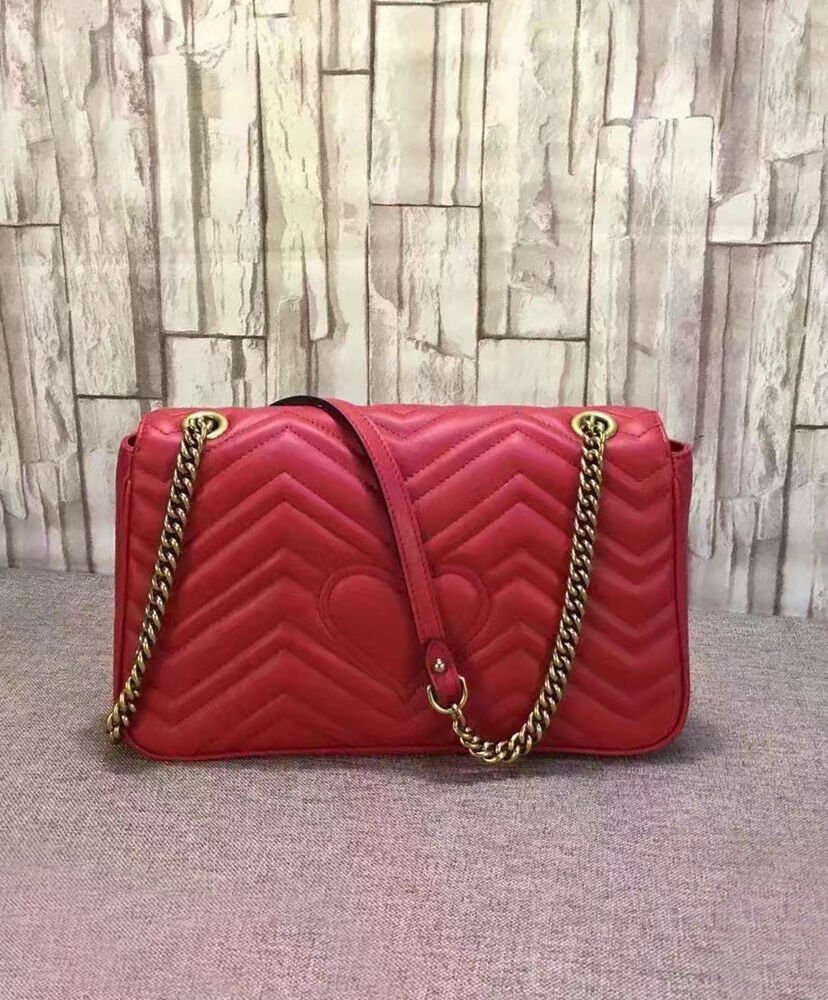 Gucci GG Marmont Matelasse Shoulder Bag 443496 Red - Image 4