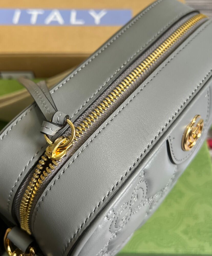 Gucci GG Matelasse Leather Shoulder Bag 702234 Gray - Image 9