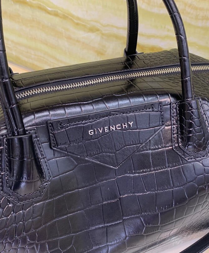 Givenchy Medium Antigona Soft Bag In Crocodile Effect Leather Black - Image 5