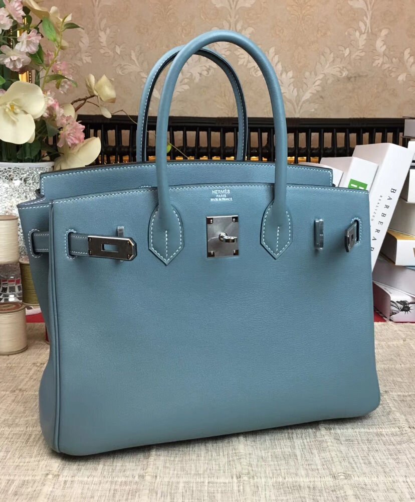 Hermes Birkin 30 Swift Leather Light Blue - Image 4