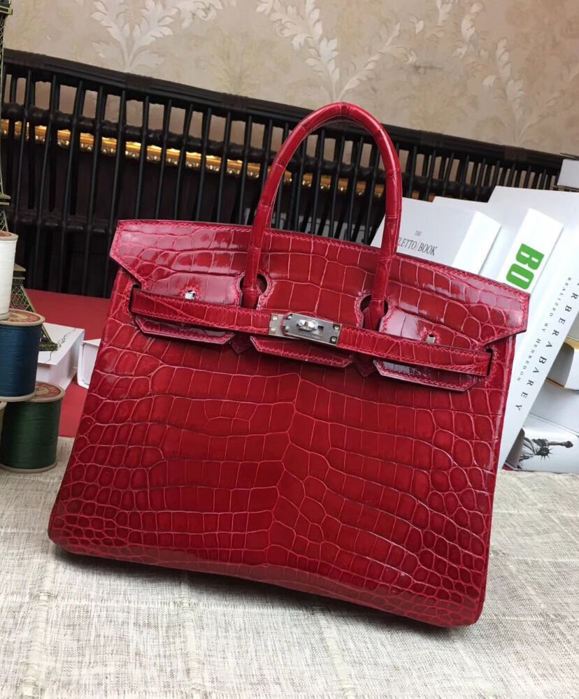 Hermes Birkin 25 Crocodile leather Red - Image 3