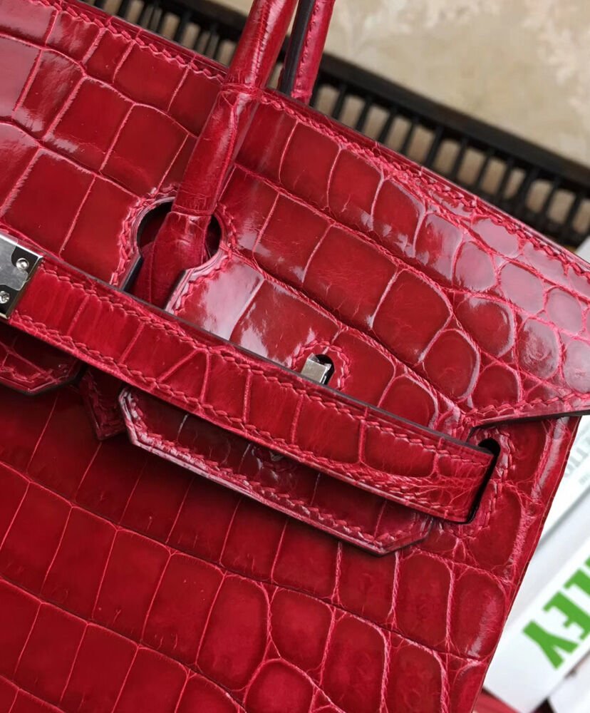 Hermes Birkin 25 Crocodile leather Red - Image 6