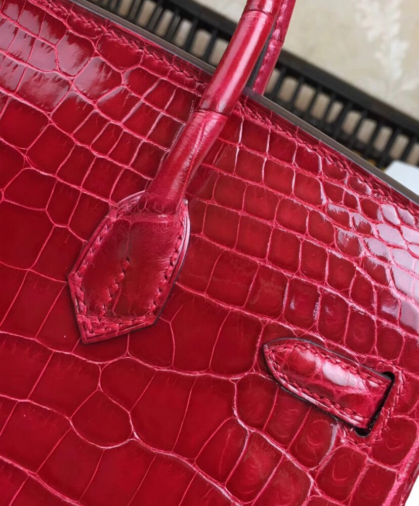 Hermes Birkin 25 Crocodile leather Red - Image 7