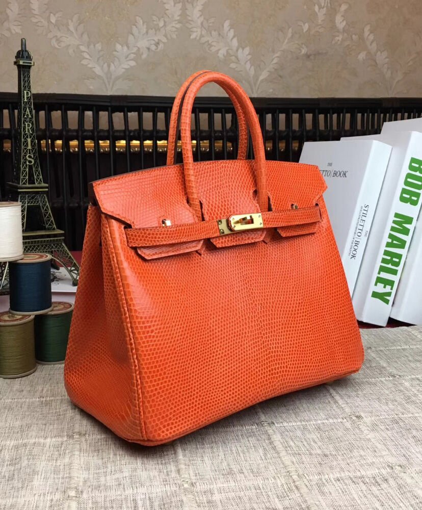 Hermes Birkin 25 Lizard leather Orange - Image 4