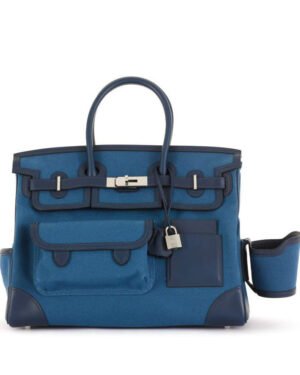 Hermes Birkin 35 Canvas & Swift Leather Cargo Blue