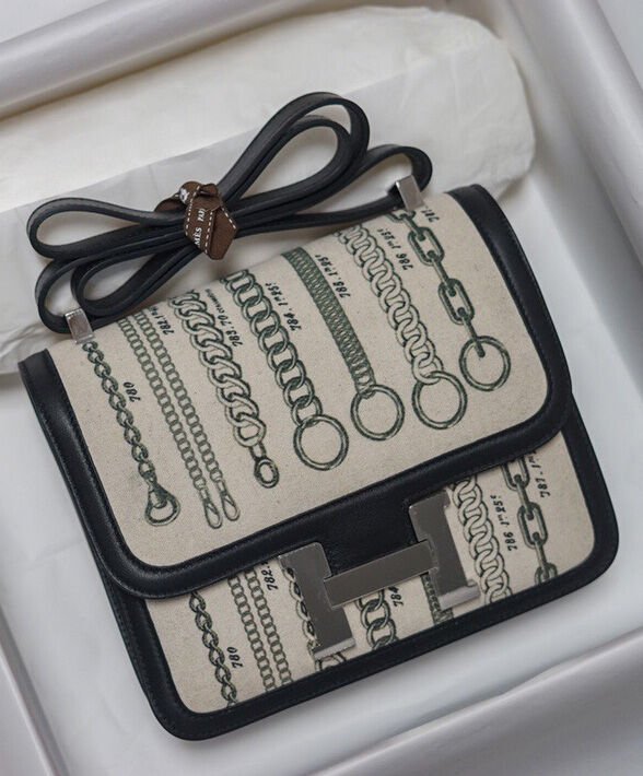 Hermes Constance 24 Limited Edition De Camp Dechainee Toile Bag Black - Image 2