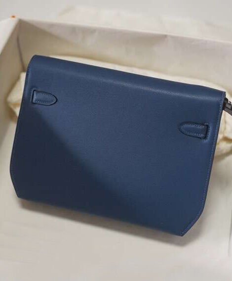 Hermes Kelly Depeches 25 Pouch Dark Blue - Image 4