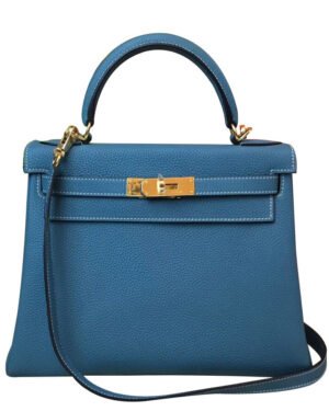 Hermes Kelly Bag 25 Togo Leather Blue
