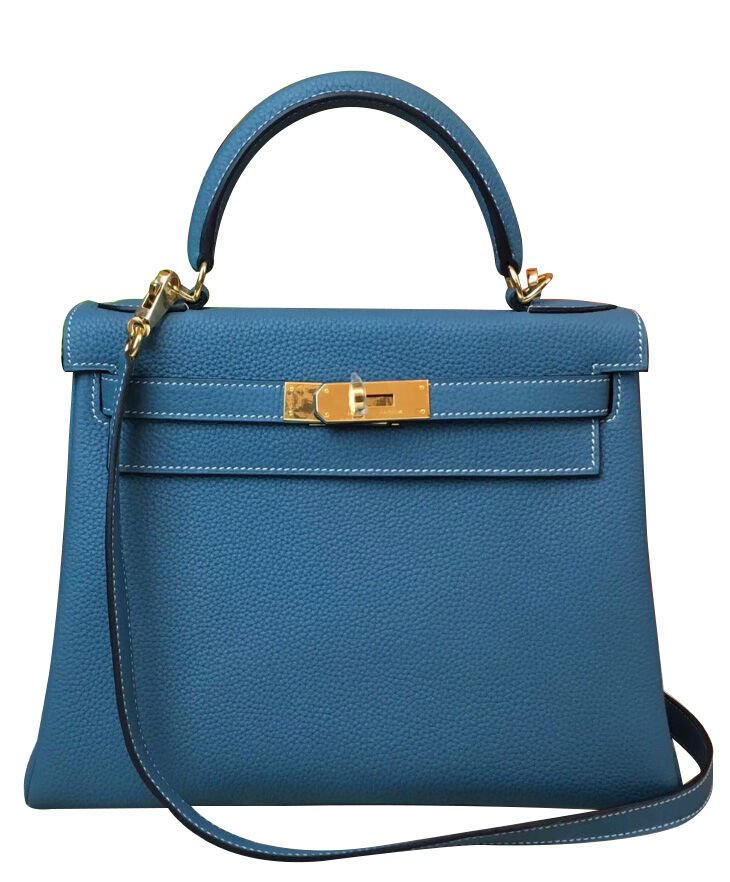 Hermes Kelly Bag 25 Togo Leather Blue