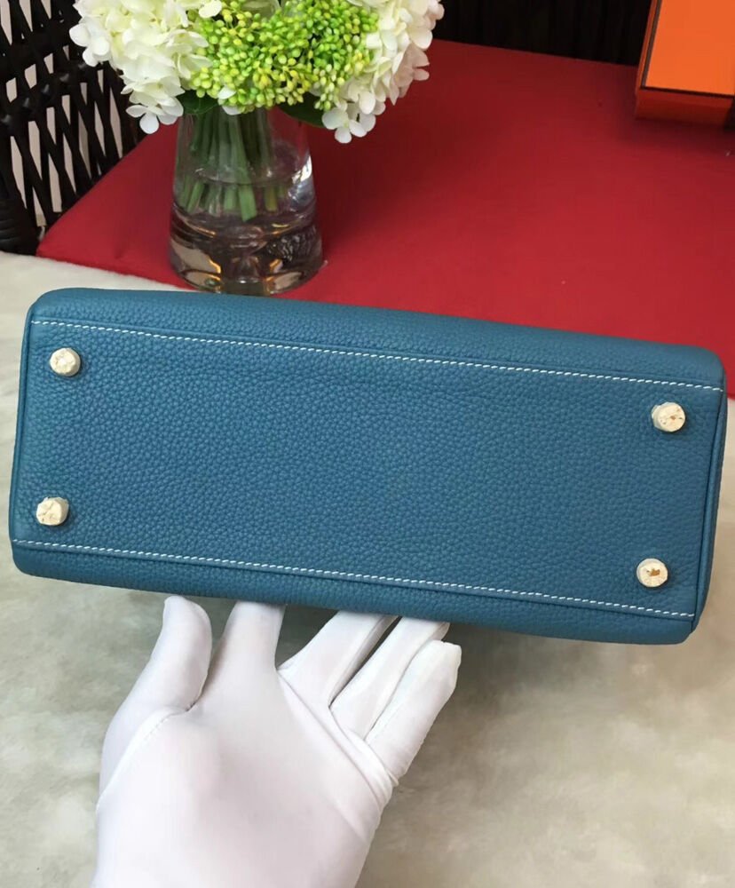 Hermes Kelly Bag 25 Togo Leather Blue - Image 4