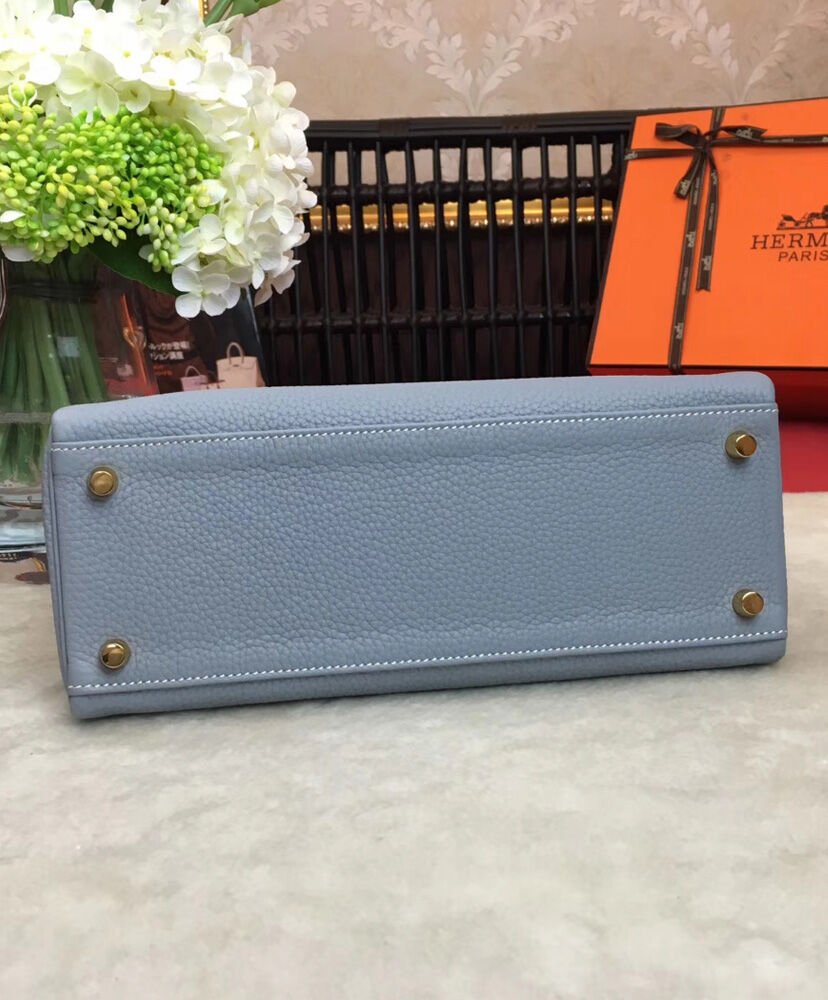Hermes Kelly Bag 25 Togo Leather Light Blue - Image 5
