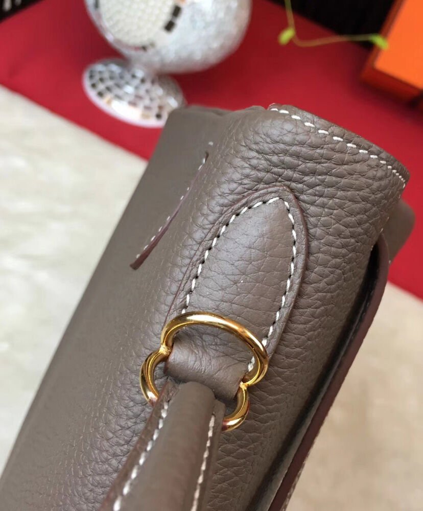 Hermes Kelly Bag 28 Togo Leather Dark Gray - Image 4