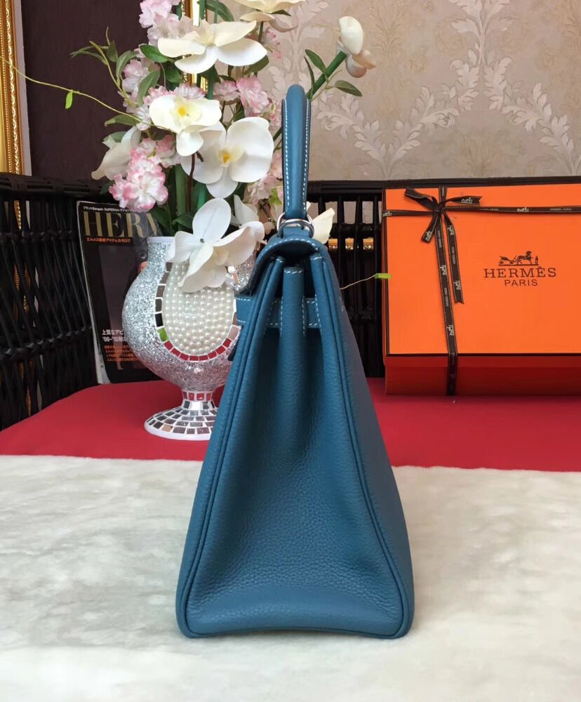 Hermes Kelly Bag 28 Togo Leather Blue - Image 2