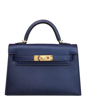 Hermes Kelly Bag 19 Epsom Leather Dark Blue