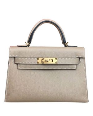 Hermes Kelly Bag 19 Epsom Leather Light Gray