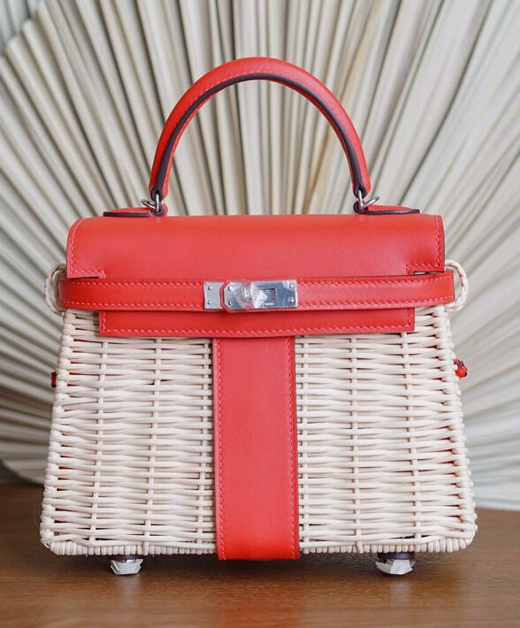 Hermes Kelly Picnic Mini Osier / Swift Vert Verone Red - Image 2