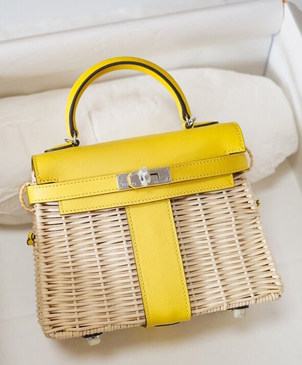 Hermes Kelly Picnic Mini Osier / Swift Vert Verone Yellow - Image 2