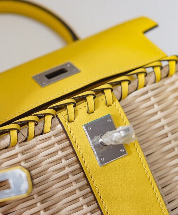 Hermes Kelly Picnic Mini Osier / Swift Vert Verone Yellow - Image 8