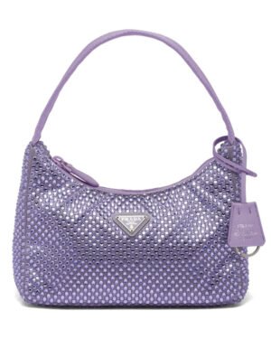 Prada Satin Mini-bag With Artificial Crystals Purple