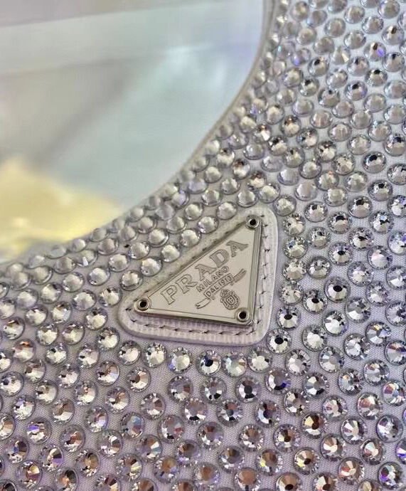 Prada Satin Mini-Bag With Artificial Crystals 1NE515 White - Image 6