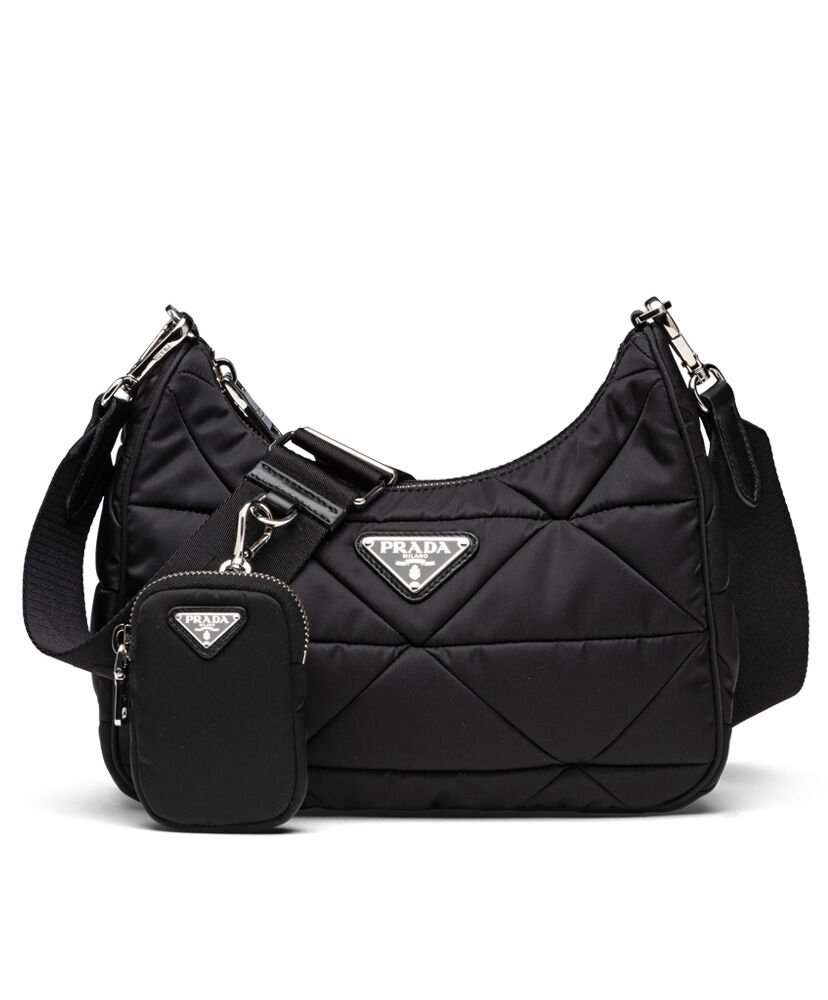 Prada Padded nylon shoulder bag 1BC151 Black