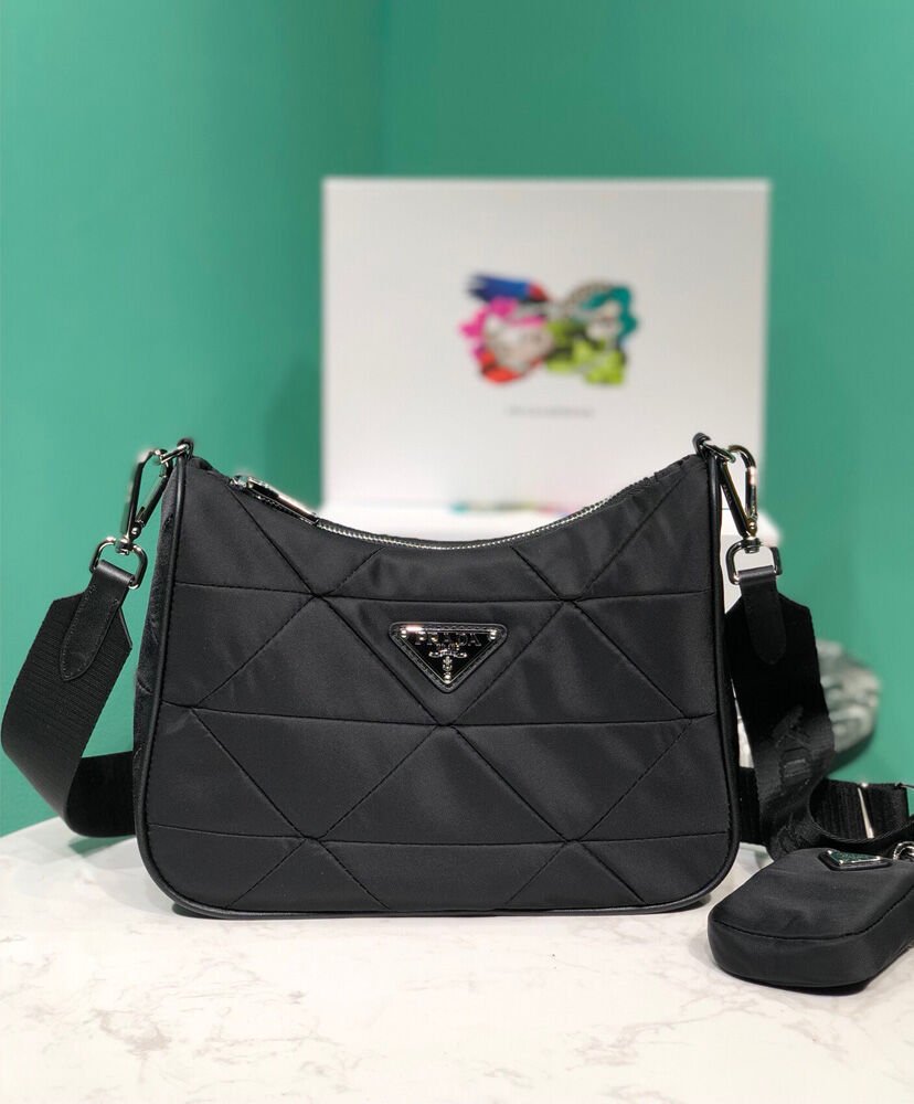Prada Padded nylon shoulder bag 1BC151 Black - Image 2