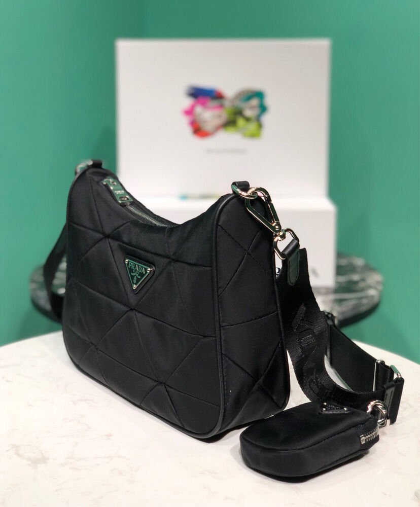 Prada Padded nylon shoulder bag 1BC151 Black - Image 3