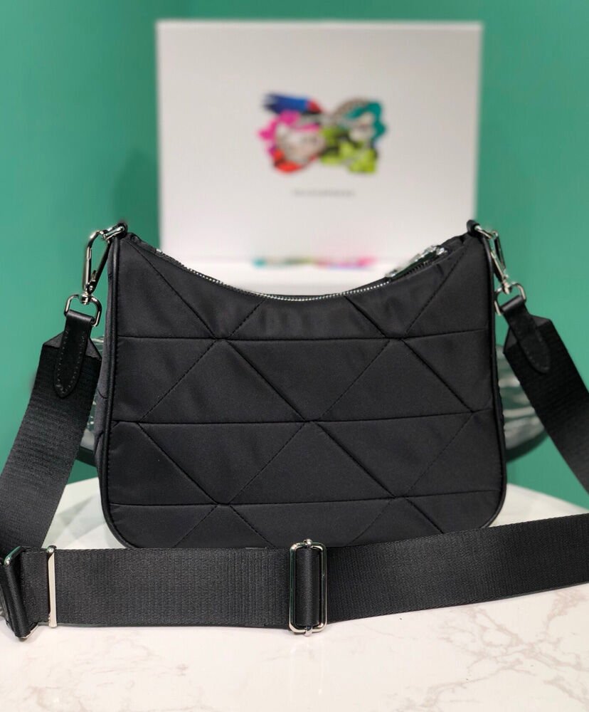 Prada Padded nylon shoulder bag 1BC151 Black - Image 4