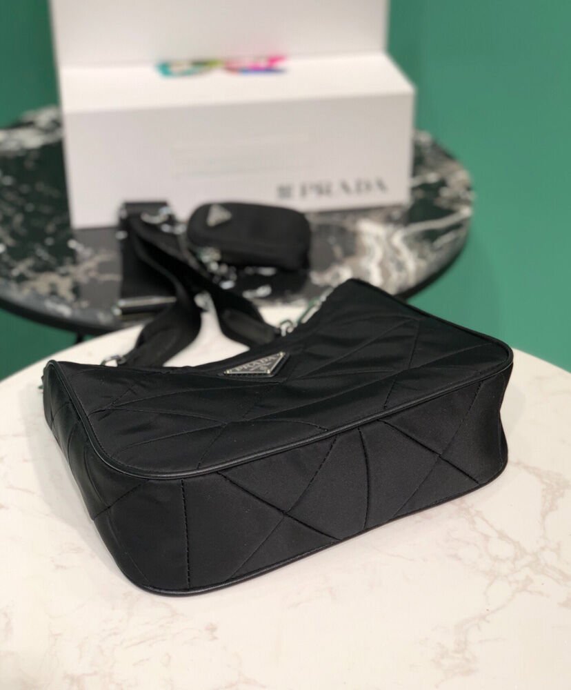 Prada Padded nylon shoulder bag 1BC151 Black - Image 5