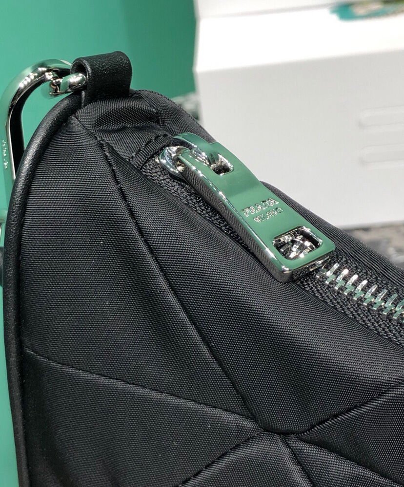 Prada Padded nylon shoulder bag 1BC151 Black - Image 7