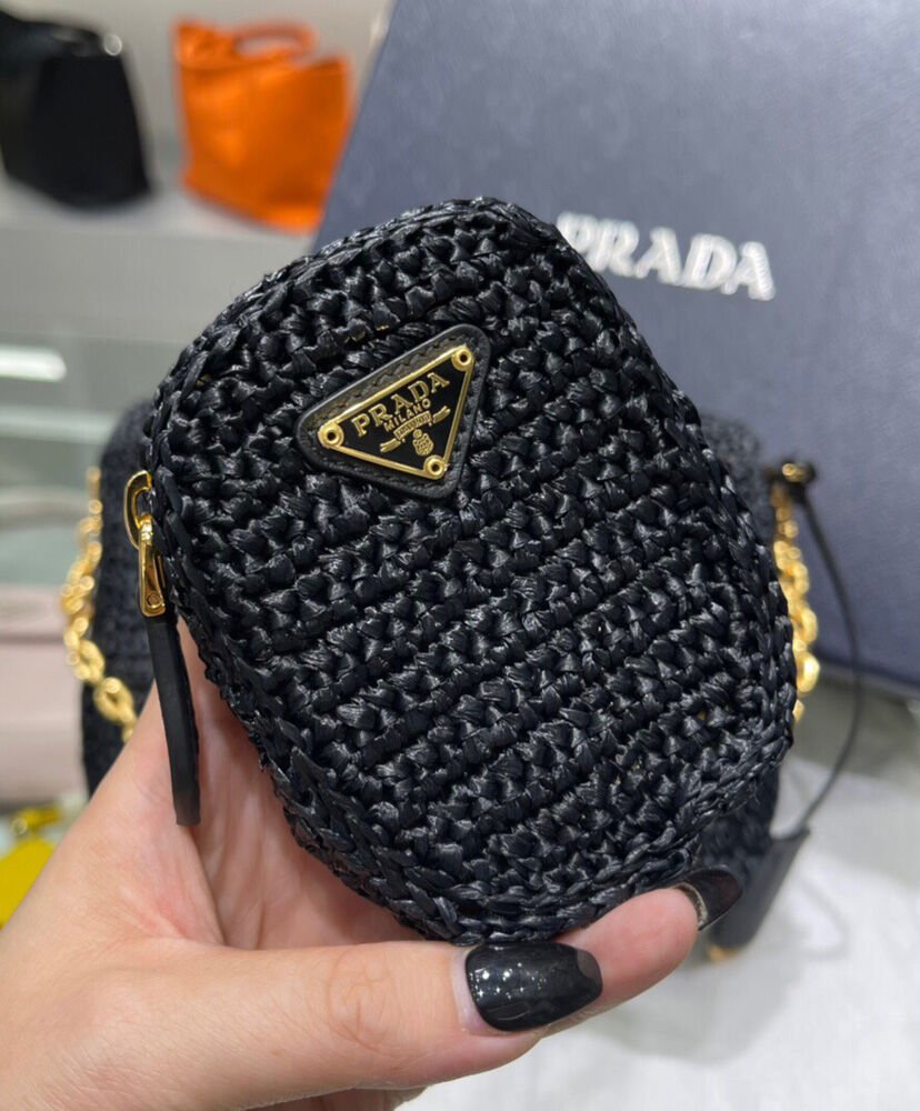 Prada Re-Edition 2005 Raffia Bag 1BH204 Black - Image 5