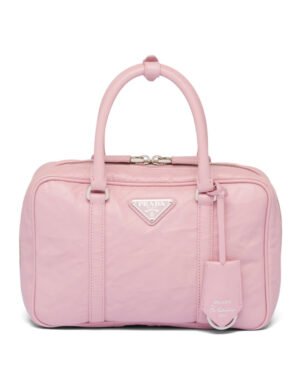Prada Medium Antique Nappa Leather Top Handle Bag 1BB092 Pink