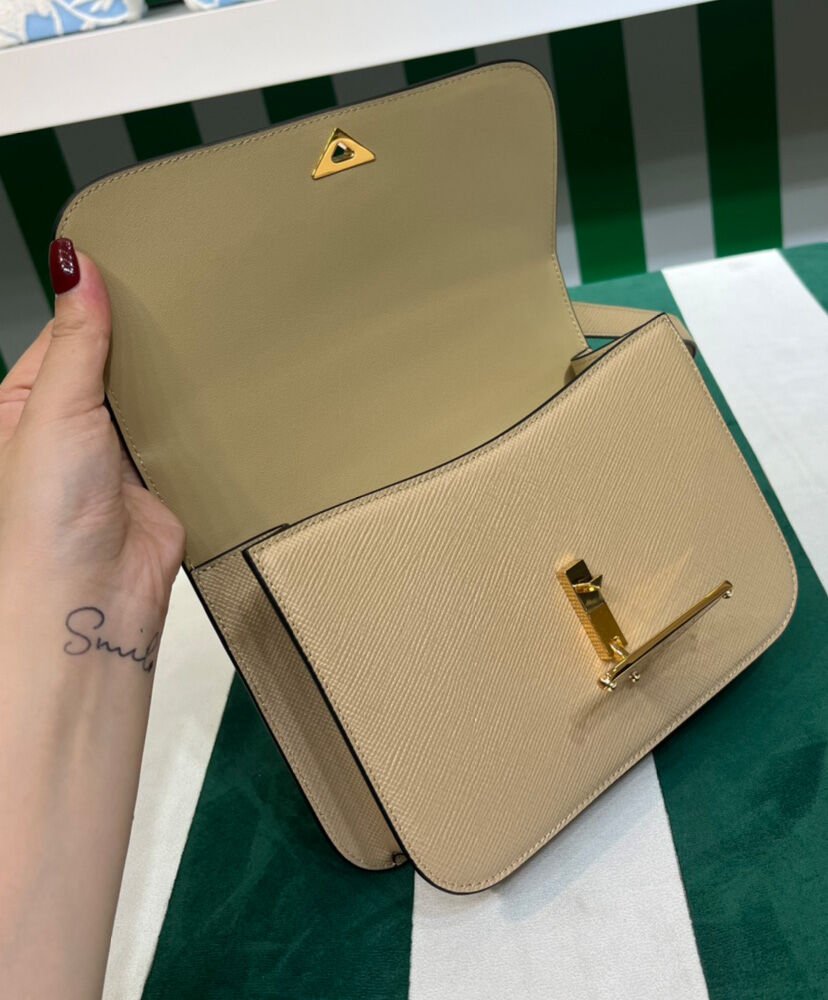 Prada Saffiano Leather Shoulder Bag Apricot - Image 9