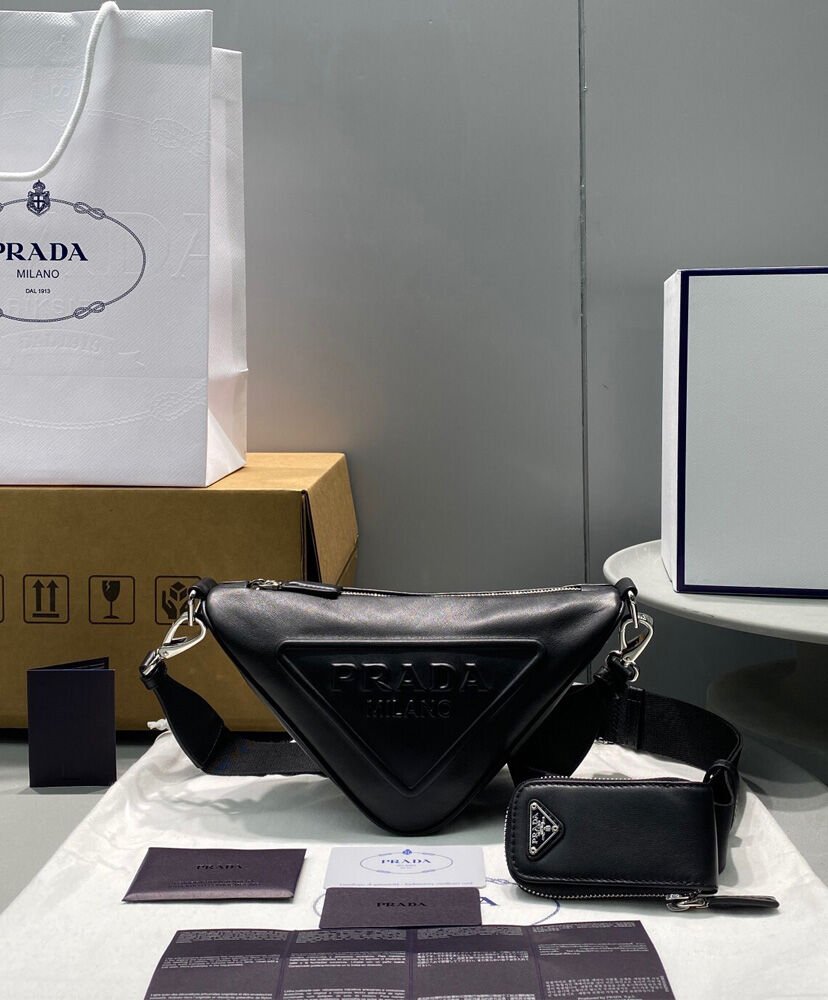 Prada Leather Triangle shoulder bag 1BH190 Black - Image 2
