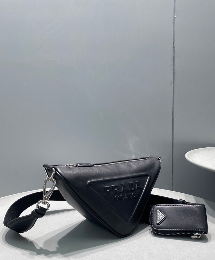 Prada Leather Triangle shoulder bag 1BH190 Black - Image 3