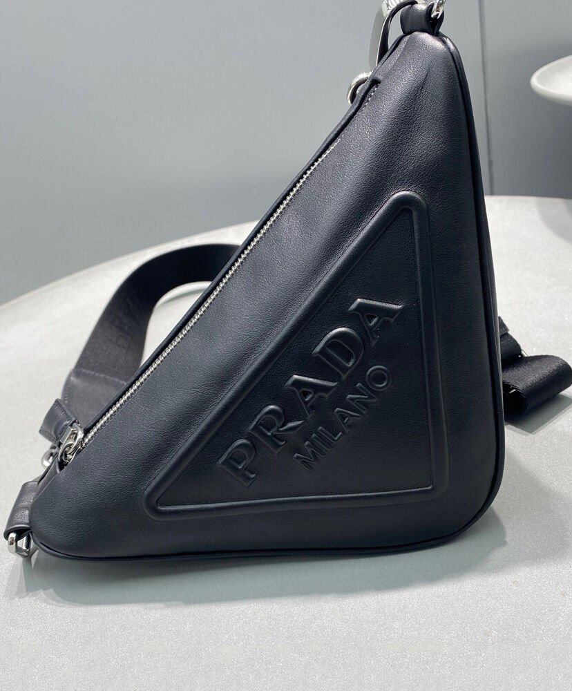 Prada Leather Triangle shoulder bag 1BH190 Black - Image 4