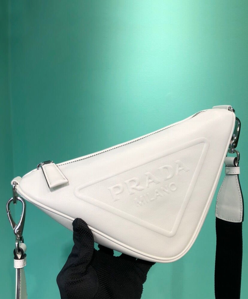 Prada Leather Triangle shoulder bag 1BH190 Cream - Image 2
