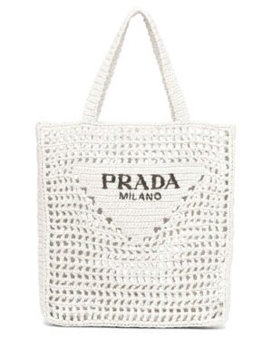 Prada Raffia Tote Bag 1BG393 Cream