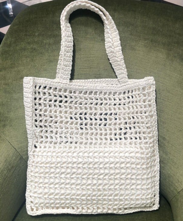 Prada Raffia Tote Bag 1BG393 Cream - Image 4
