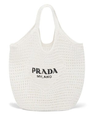 Prada Raffia Tote Bag Cream