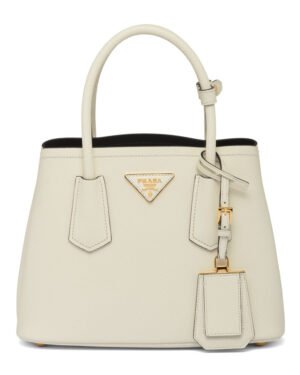 Prada Double Saffiano Leather Mini Bag Cream