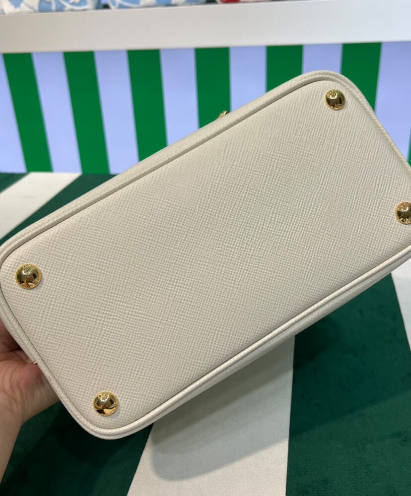 Prada Double Saffiano Leather Mini Bag Cream - Image 5