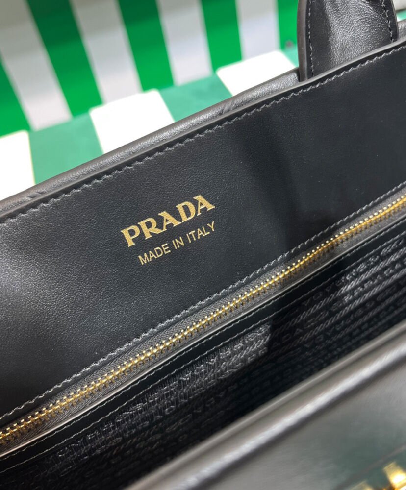 Prada Large Leather Prada Symbole Bag With Topstitching 1BA377 Black - Image 10