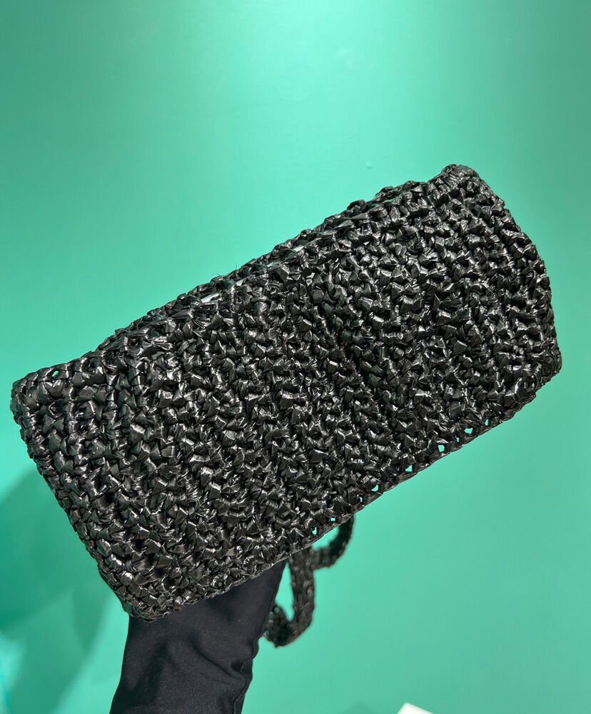Prada Small Raffia Tote 1BG444 Black - Image 4