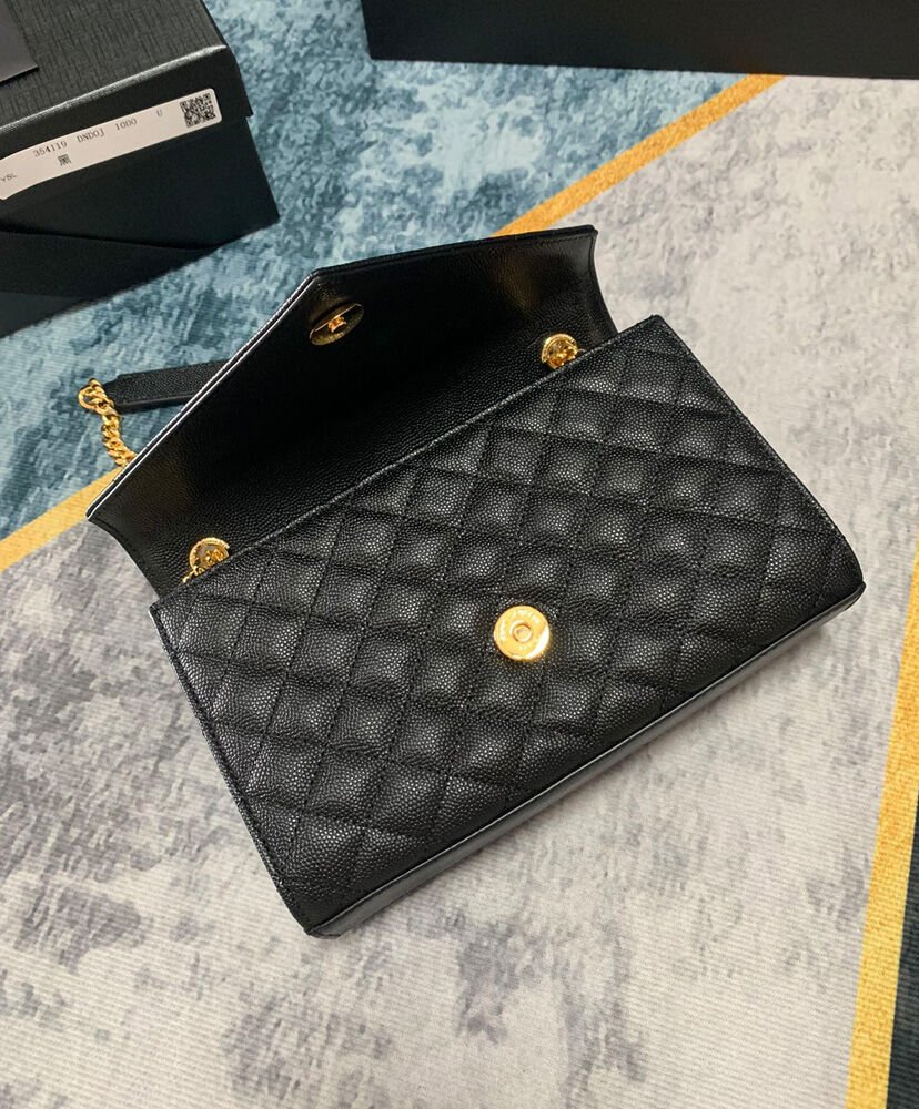 Saint Laurent Envelope Small Bag In Mix Quilted Grain De Poudre Embossed Leather Black - Image 7
