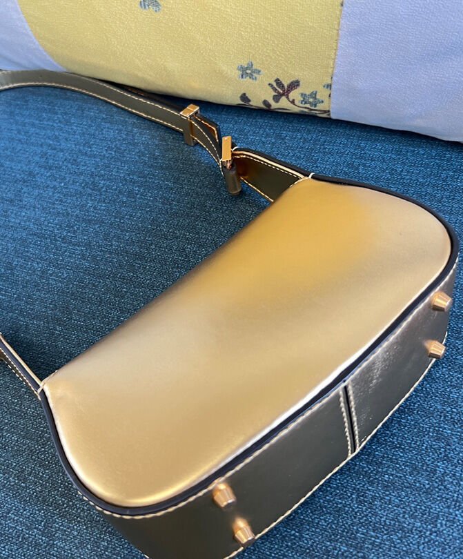 Valentino Vlogo Chain Small Laminated Nappa Shoulder Bag Golden - Image 3