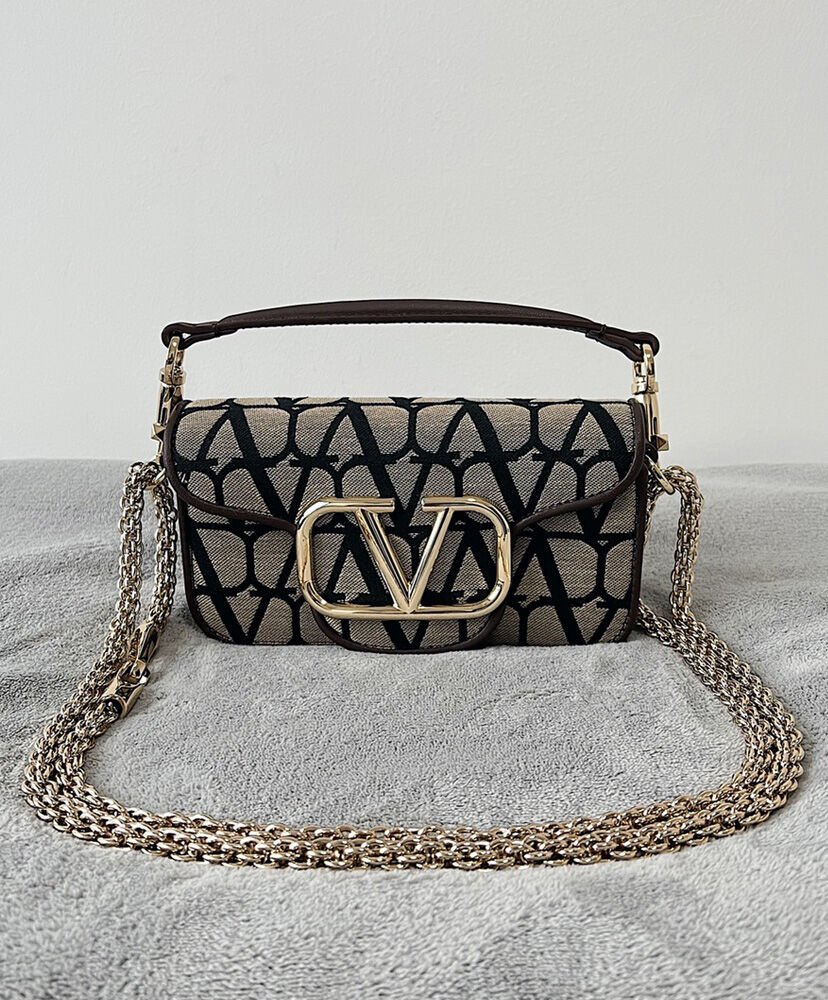 Valentino Small Loco Toile Iconographe Shoulder Bag Dark Coffee - Image 3
