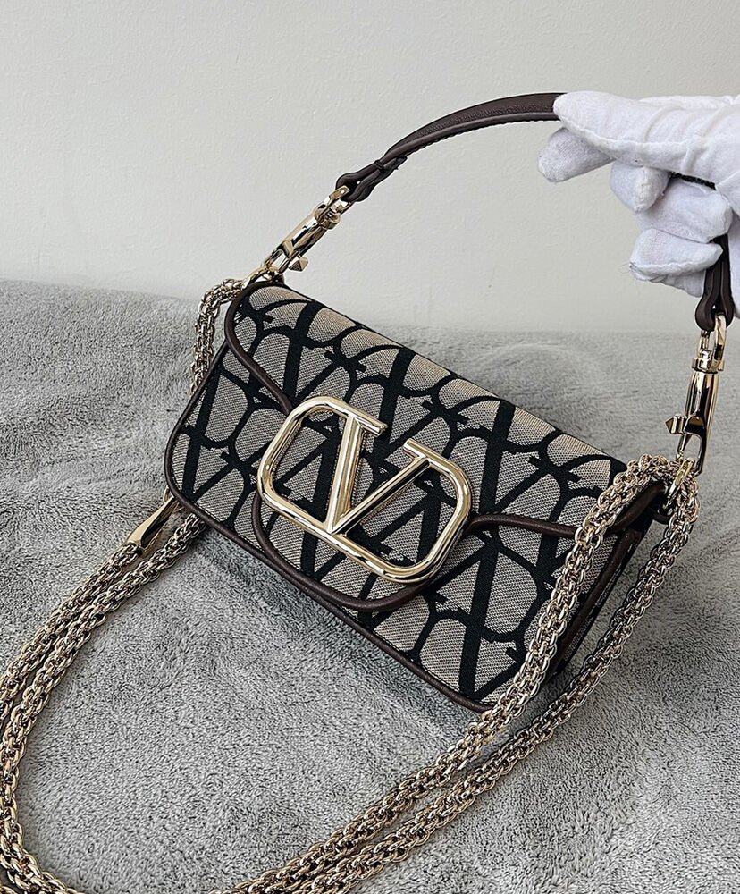 Valentino Small Loco Toile Iconographe Shoulder Bag Dark Coffee - Image 4