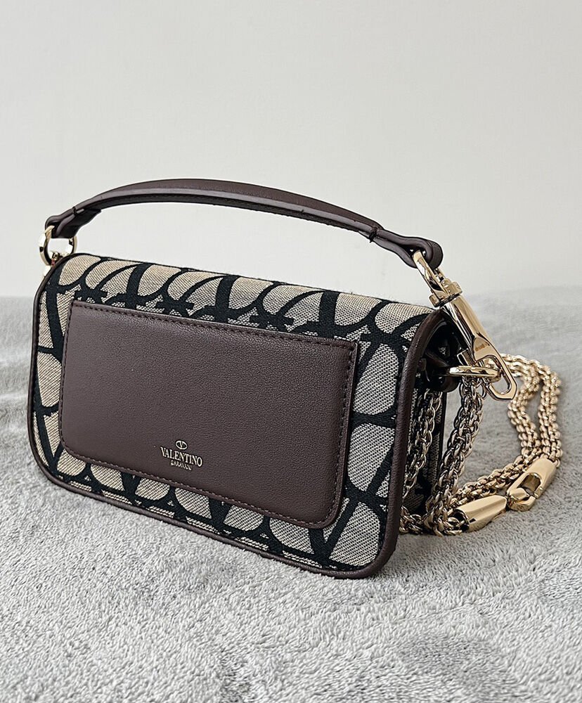 Valentino Small Loco Toile Iconographe Shoulder Bag Dark Coffee - Image 6