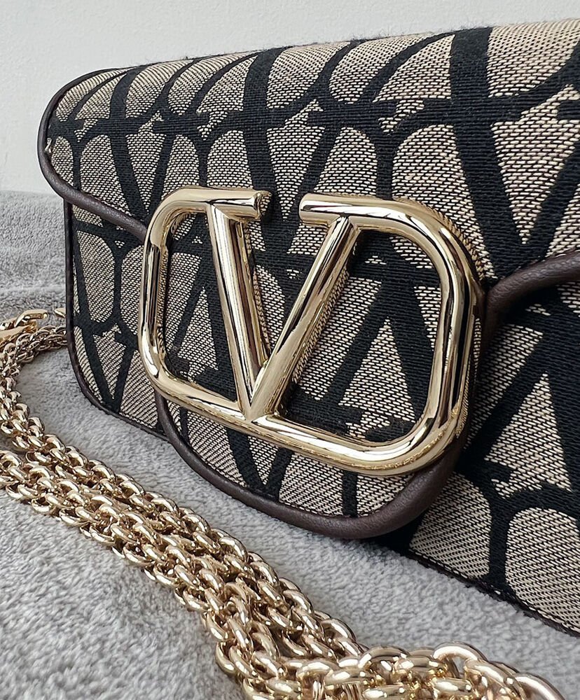 Valentino Small Loco Toile Iconographe Shoulder Bag Dark Coffee - Image 7